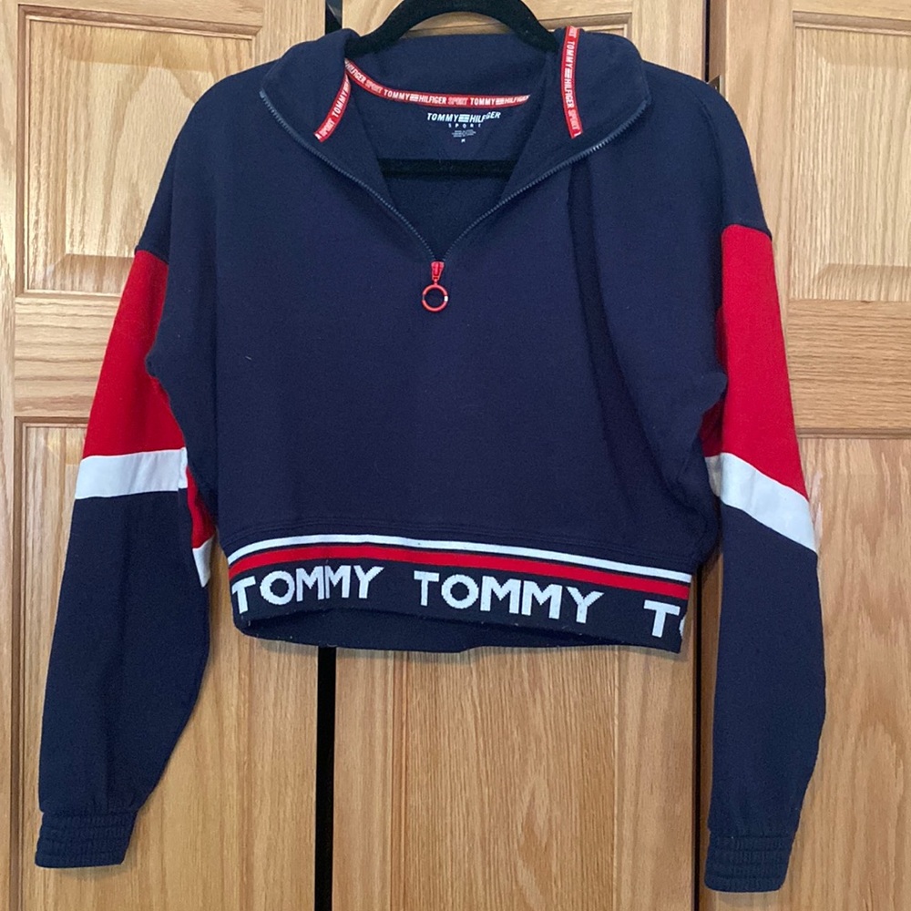Tommy Hilfiger sport quarter zip cropped sweatshirt